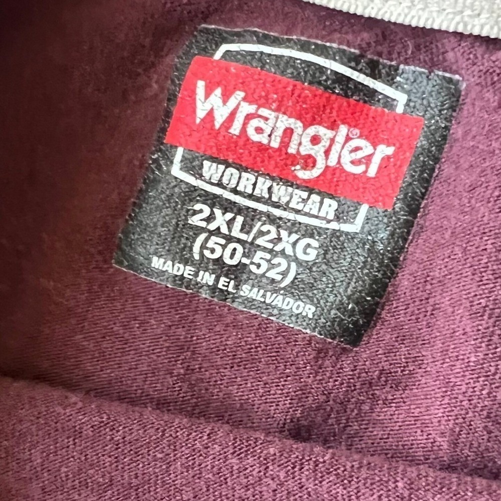 Wrangler Mens Long Sleeve Work Wear Shirt 2XL XXL Burgendy‎ Utility Workwear - Picture 4 of 4